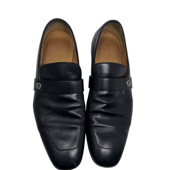 GUCCI Broadwick black mens loafers Interlocking GG Logo shoes size 9.5 - Picture 2 of 16
